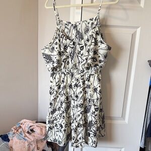 Floral Black and White Dress